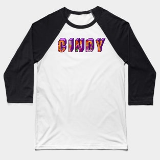 Top 10 best personalised gifts 2022  - Cindy personalised personalized  custom name  floral with purple on black background . Cindy Baseball T-Shirt